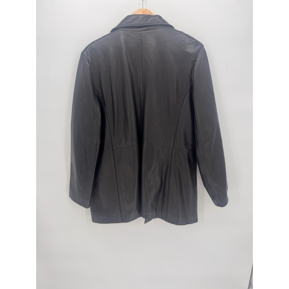 JLC New York Women's Black 100% Leather Blazer Jacket Size XL One Button Lined - Picture 8 of 8